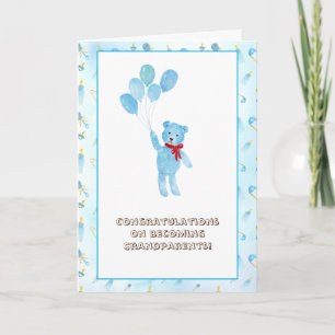 Carte Aquarelle Teddy Bear Félicitations grand-parents