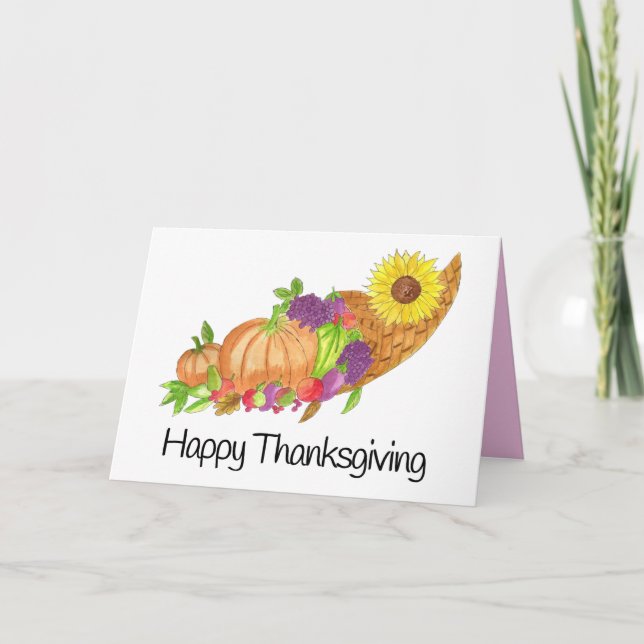 Carte Aquarelle Thanksgiving cornucopia (Devant)