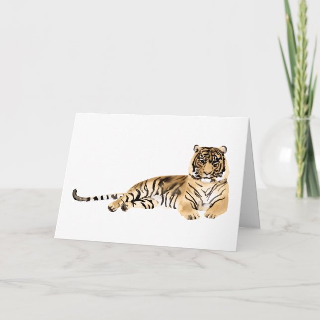 Carte Aquarelle Tiger Repose (Devant)