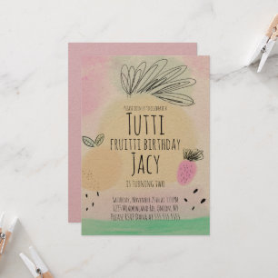 Carte Aquarelle Tous Fruits d'anniversaire Fête dessinés