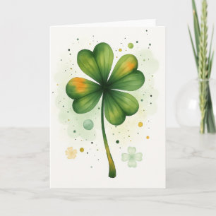 Carte aquarelle Trèfle Chanceux