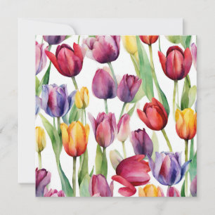 Carte Aquarelle Tulipe Fleurs N'Importe Quelle Occasion