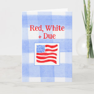 Carte Aquarelle Vérifié Drapeau américain Rouge Blanc Fu