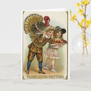 Carte aquarelle vintage joyeux thanksgiving