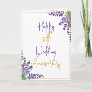 Carte Aquarelle violet 50e anniversaire du Mariage