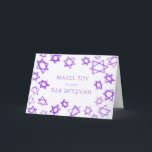 Carte Aquarelle violet étoiles MAZEL TOV Bar Bat mitzvah<br><div class="desc">Une carte TOV MAZEL pour un bat mitzvah, un bar mitzvah ou toute autre célébration juive ! L'aquarelle faite main pour vous sur l'avant et vierge à l'intérieur! ENTIÈREMENT PERSONNALISABLE ! Cliquez sur "Personnaliser" ci-dessus pour modifier le texte. Cliquez sur "modifier à l'aide de l'outil de conception" pour ajuster les...</div>