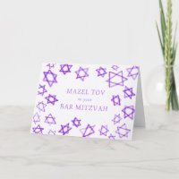 Aquarelle violet étoiles MAZEL TOV Bar Bat mitzvah