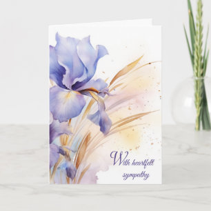 Carte Aquarelle violet Iris Bouquet Sympathie