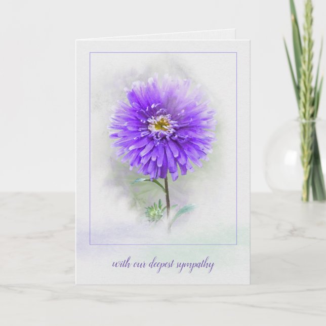 Carte aquarelle violette dahlia sympathie (Devant)