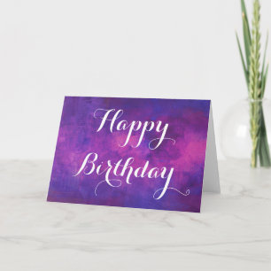 Carte Aquarelle violette et rose Abstrait Anniversaire