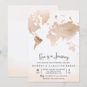 Carte Aquarelle Voyager Couples Douche Invitation
