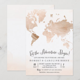 Carte Aquarelle Voyager Couples Douche Invitation