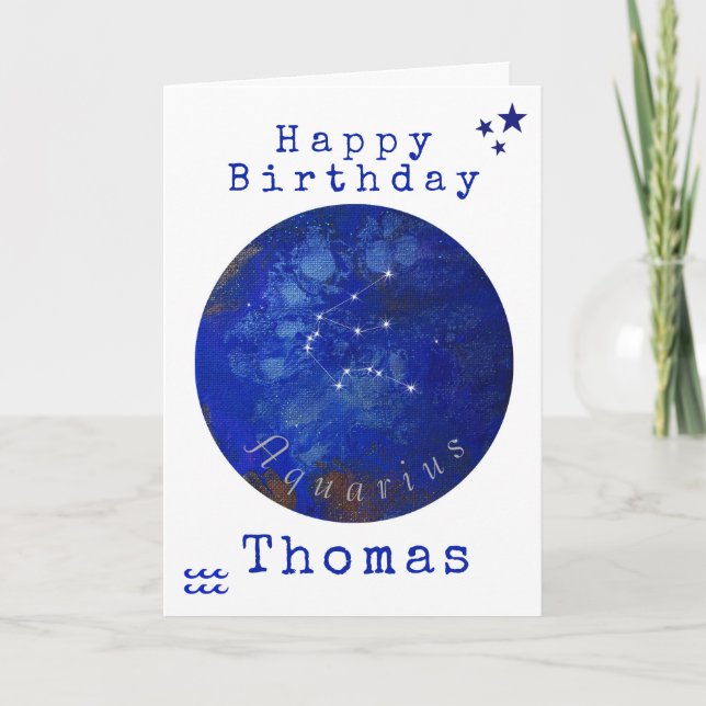 Carte Aquarius Anniversaire, Carte Horoscope (Devant)