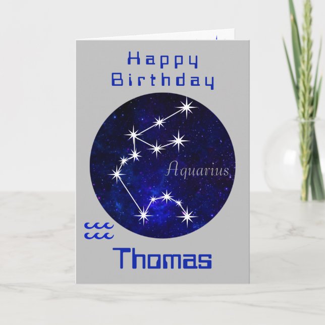 Carte Aquarius Anniversaire, Carte Horoscope (Devant)