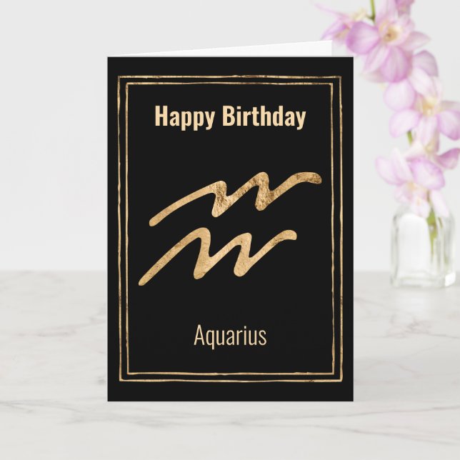 Carte Aquarius Happy Birthday zodiac astrologie salutati (Orchidée)