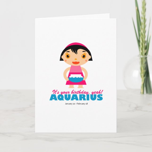 Carte Aquarius Zodiac pour enfants (Devant)