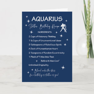 Carte Aquarius Zodiac Stellar Recette d'anniversaire