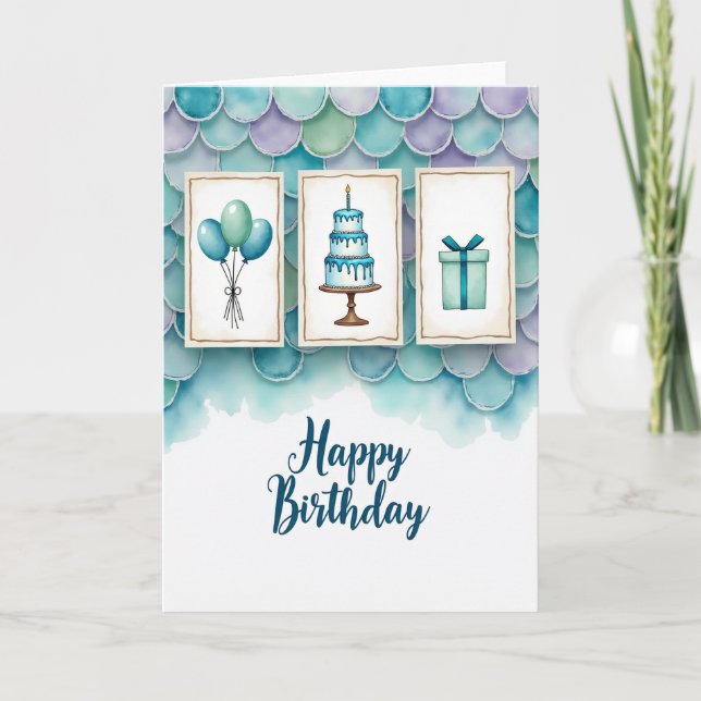 Carte aquatique joyeuse d'anniversaire (Devant)