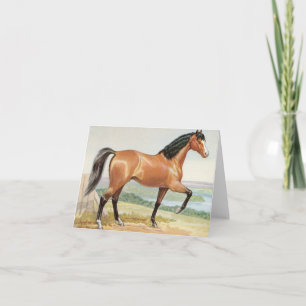 Carte Arabian Bay Horse - Aquarelle Vintage