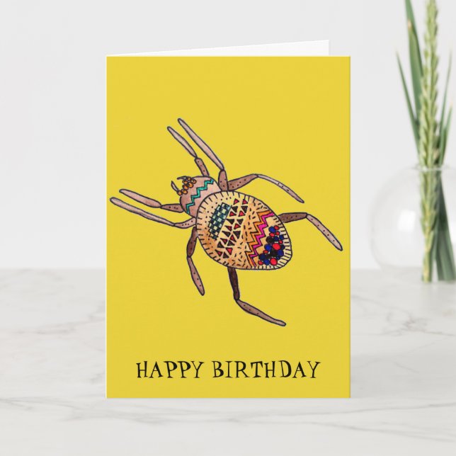 Carte Araignée colorée art d'anniversaire arachnien (Devant)