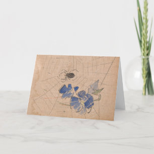 Carte Araignée et Web avec fleurs bleues   Joseph Crawha