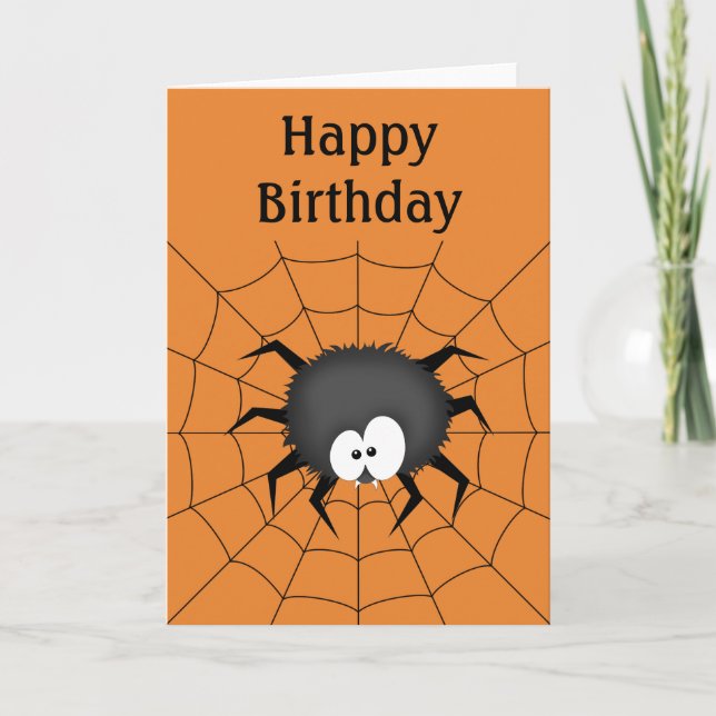 Carte Araignée, Toile, Joyeux Anniversaire (Devant)