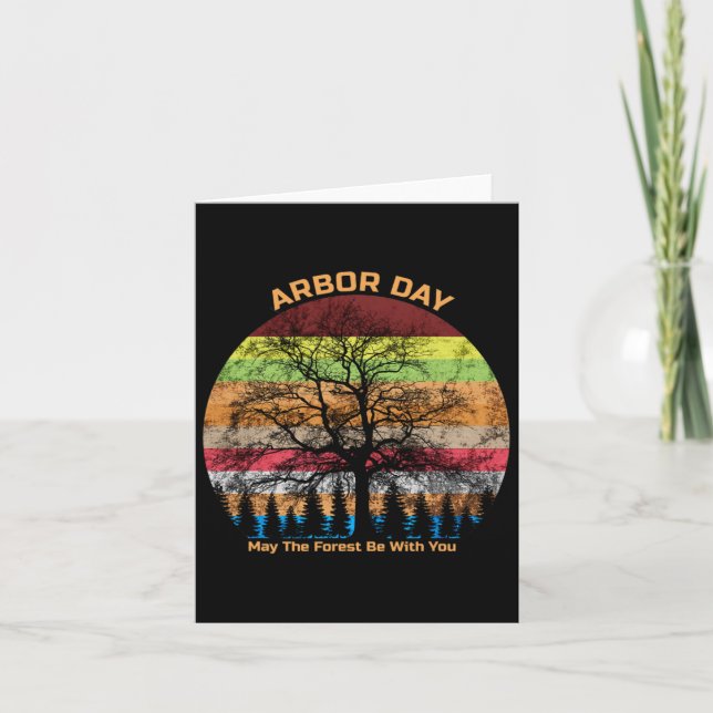 Carte Arbor Day Retro Terre Arbre Sunset Forest Be With  (Devant)