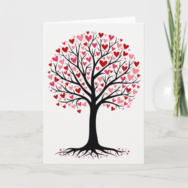 Carte Arbre à Cœurs Romantiques (Devant)