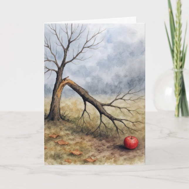Carte Arbre à pommes cassé à l'aquarelle  (Devant)