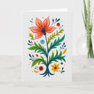 Carte Arbre botanique floral d'art folklorique fantaisis