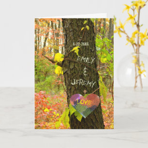 CARTE ARBRE "CARVÉ" AVEC VOS PROPRES NOMS/ANNIVERSAIRE