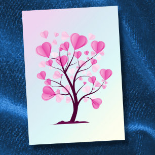 Carte Arbre d'amour Arbre de coeur Pastel rose Aquarelle