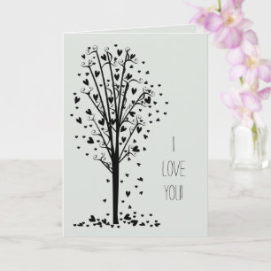Carte Arbre d'amour coeurs romantiques