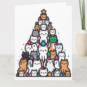 Carte Arbre de Catmas Joyeux Noël Santa Paws Chat 