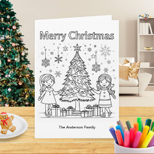 Carte Arbre de coloriage de vacances pour enfants Joyeux