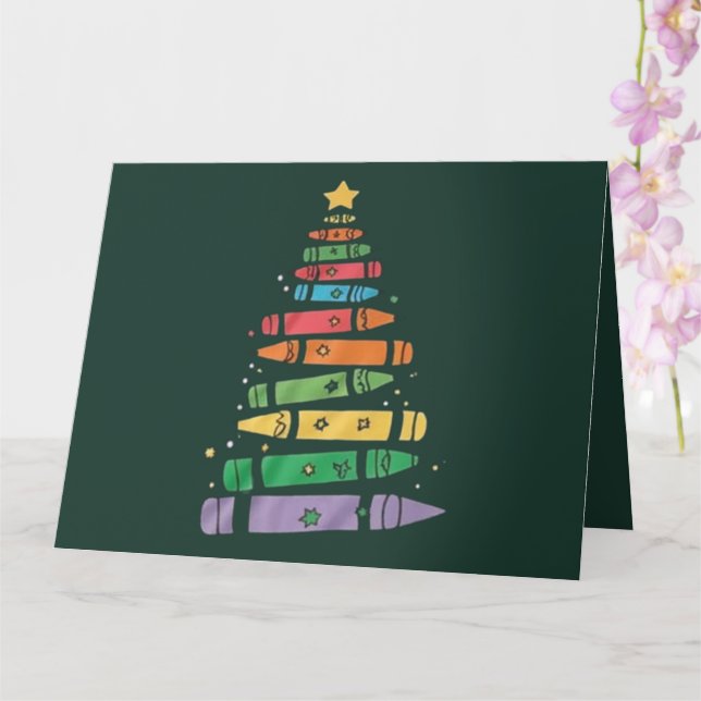 Carte Arbre de crayon de professeur de Noël lumières de  (Orchidée)