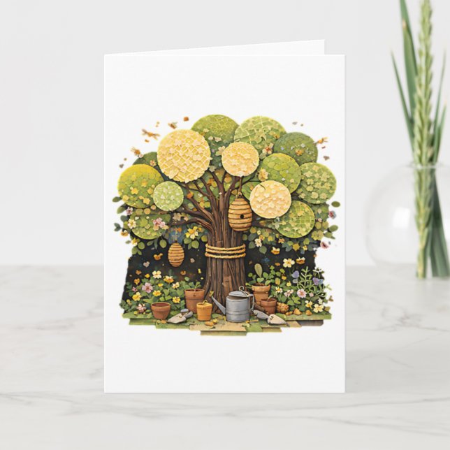 Carte Arbre de jardin en techniques mixtes fantaisistes  (Devant)