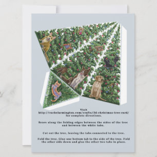 Carte Arbre de Noël 3D avec Chats et Chiens Pop Up