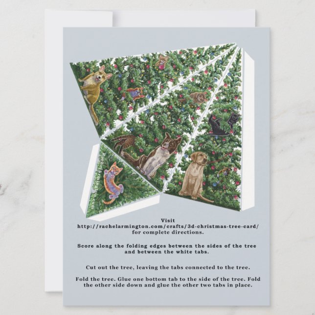 Carte Arbre de Noël 3D avec Chats et Chiens Pop Up (Devant)