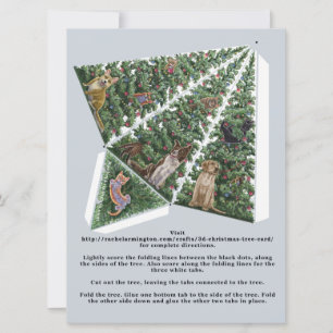 Carte Arbre de Noël 3D avec Chats et Chiens Pop Up