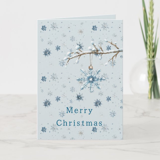 Carte Arbre de Noël à flocons de neige bleus (Devant)