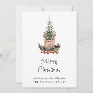 Carte Arbre de Noël à l'aquarelle minimal moderne modern