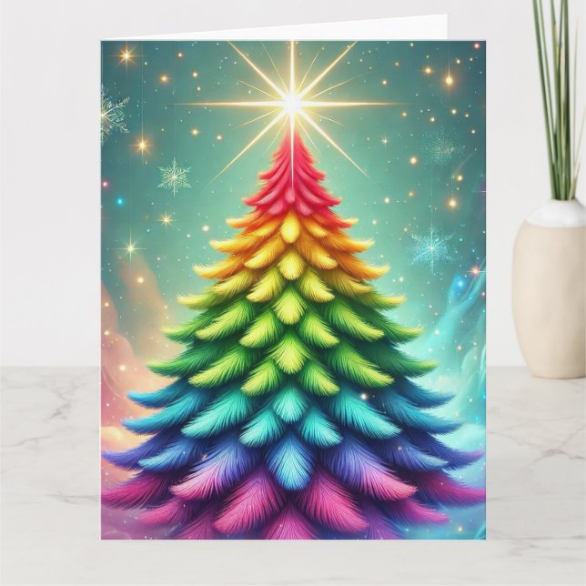 Carte Arbre de Noël Abstrait arc-en-ciel (Devant)