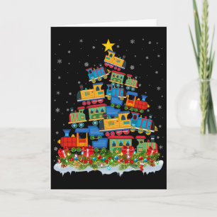 Carte Arbre de Noël amoureux du train Père Noël Train de