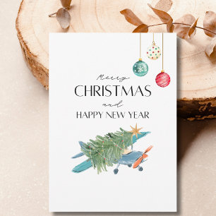 Carte Arbre de Noël amusant dans l'avion et la photo de