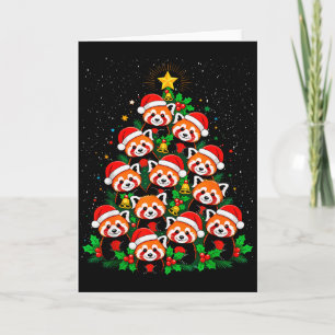 Carte Arbre de Noël Animal Chapeau de Père Noël Panda Ro