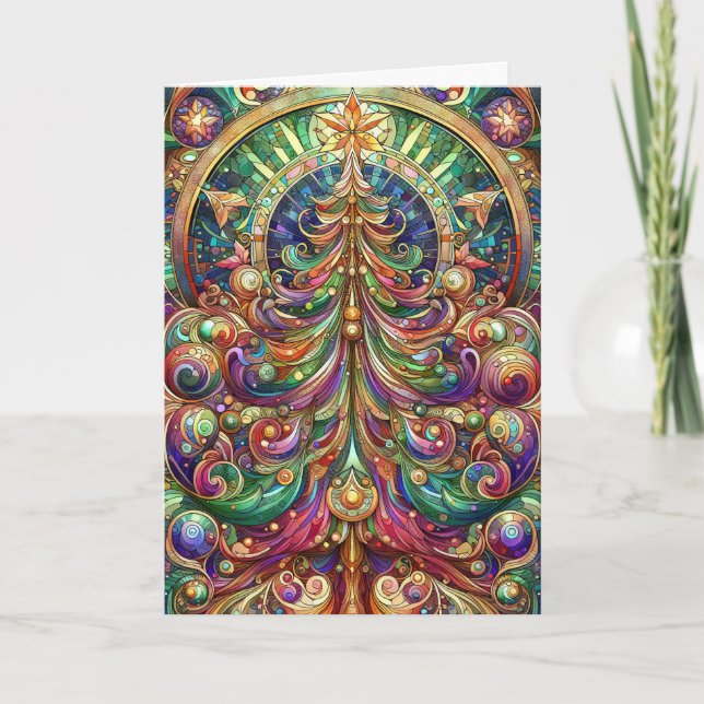 Carte Arbre de Noël Art Nouveau (Devant)