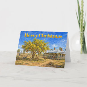 Carte Arbre de Noël australien Wattles avec boules