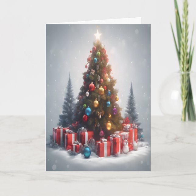 Carte Arbre de Noël avec cadeaux Festive (Devant)