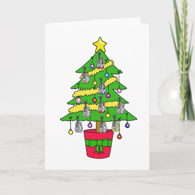 Carte Arbre de Noël avec chaussures d'entraînement (Devant)